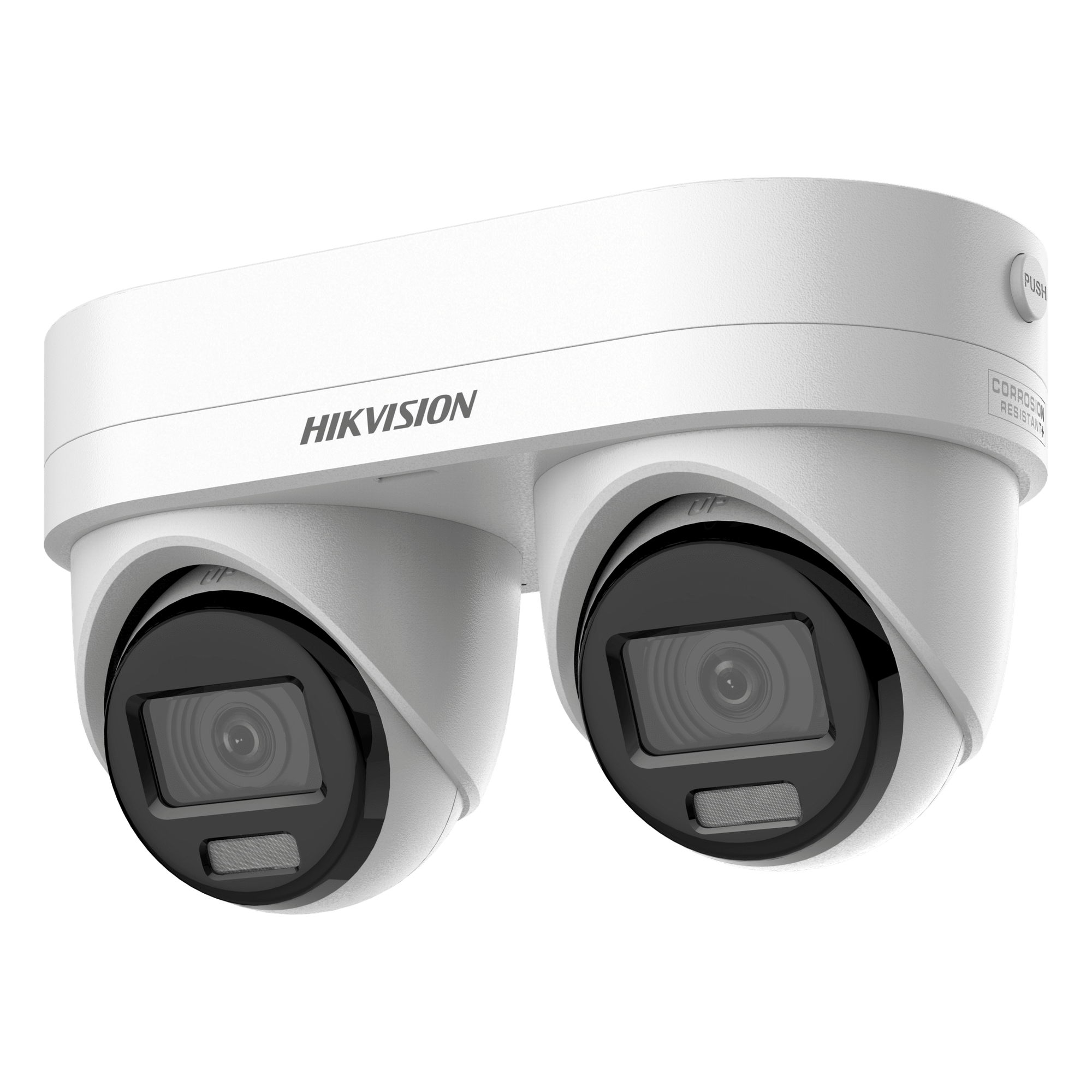 PanoVu Series / Lente Dual de 4 Megapixel / 2 Lentes Fijos de 2.8 mm / Recomendado para Pasillos o Esquinas / IP67 / IK10 / PoE / WDR 120 dB / Dual Light (30 mts IR + 30 Mts Luz Blanca) / Micrófono y Bocina Integrada / Micro SD / ACUSEEK — HIKVISION · SKU DS-2CD2343G2D-LIZ2UY/SL