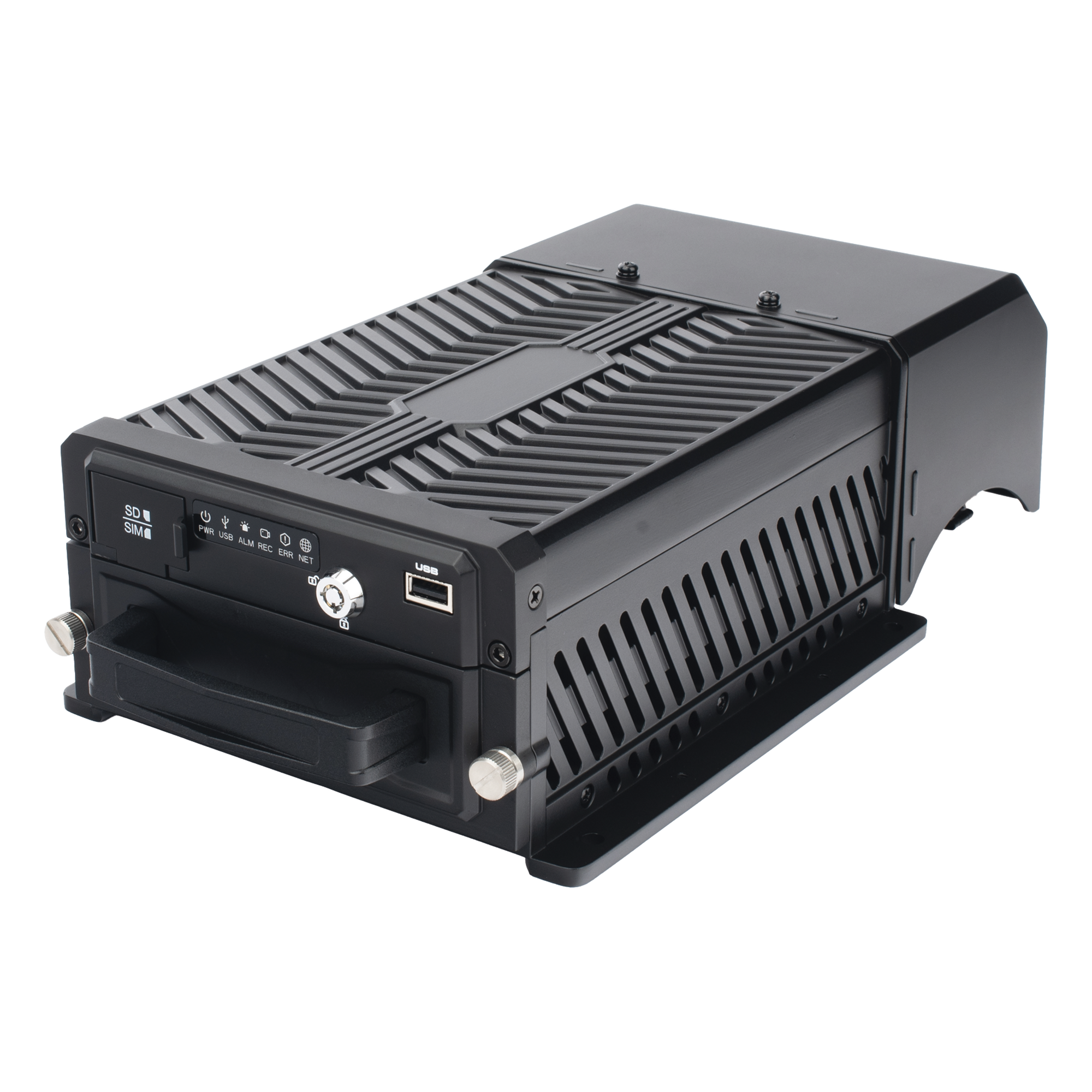 DVR Móvil / 8 Canales / 4 AHD 2 Megapixel + 4 IP / H.265 / Almacenamiento HDD y SSD M.2 / 4G / Wi-Fi / GPS / -40 a 70°C (-40 a 158°F)