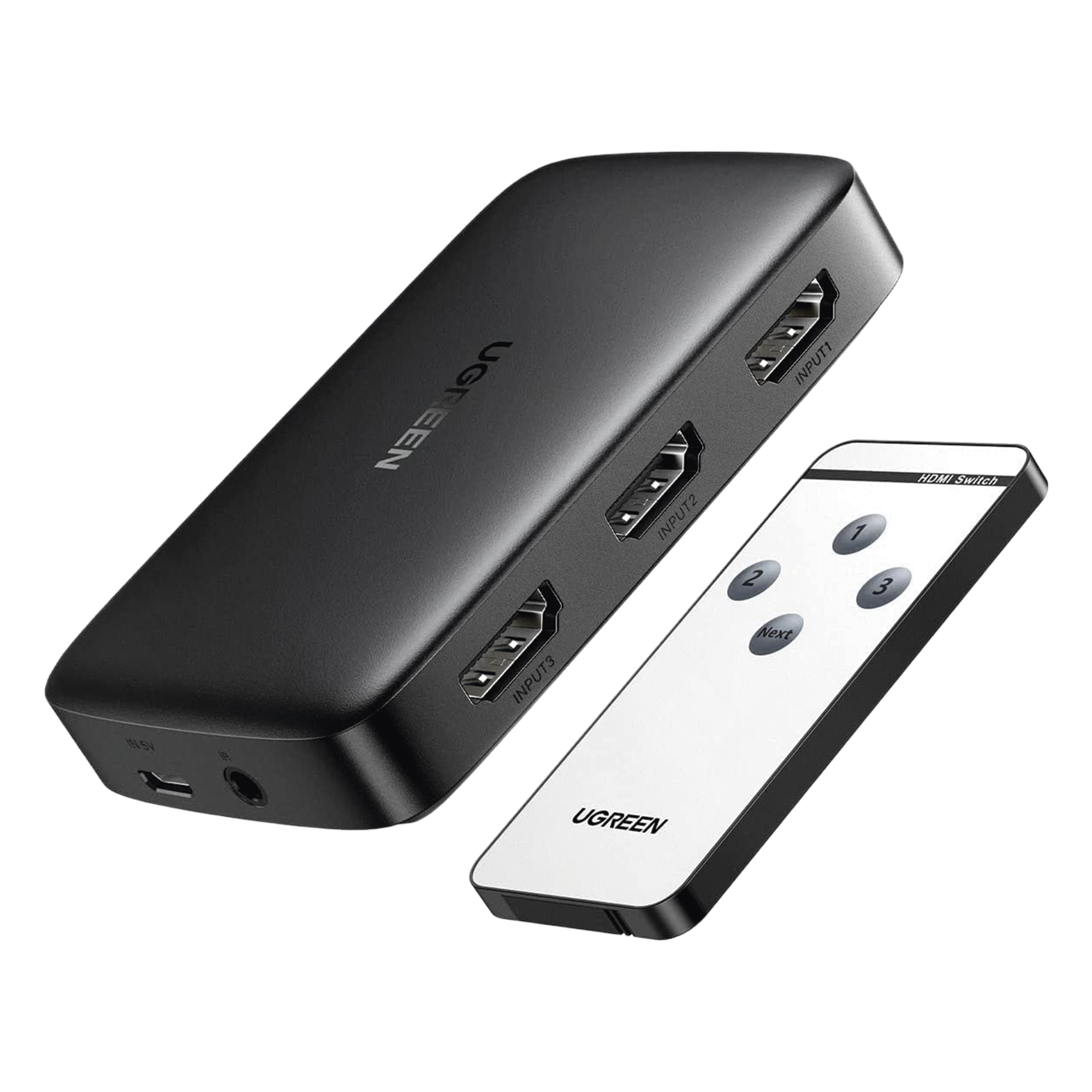 Conmutador HDMI (Switch) 4K@30Hz | 3 Entradas a 1 Salida | 3D | Transmisión Estable | Incluye Control Remoto | Receptor de Infrarrojos | Indicador LED | Chip Inteligente | Incluye Cable Micro USB para Alimentación. — UGREEN · SKU 80125