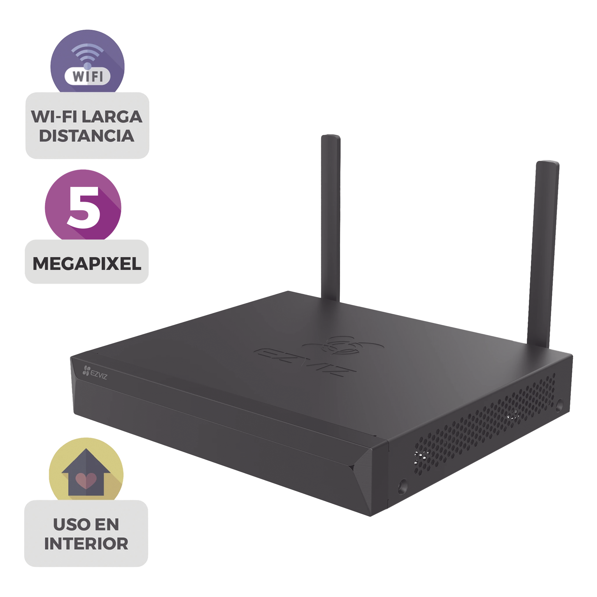 NVR Inalámbrico IP / 8 Canales / 5 Megapixel (3K) / Wi-Fi 100 m (328 ft) / HDMI y VGA / H.265 / 8 TB — EZVIZ · SKU CS-X5S/8W