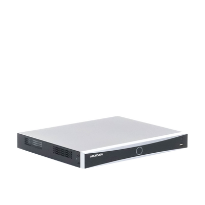NVR 12 Megapixel (4K) / 16 Canales IP / 16 Puertos PoE+ / Reconocimiento Facial / AcuSense (Evita Falsas Alarmas) / 2 Bahías de Disco Duro / Switch PoE 300 mts / HDMI en 4K / Alarmas I/O / 300 Metros PoE Modo Extendido