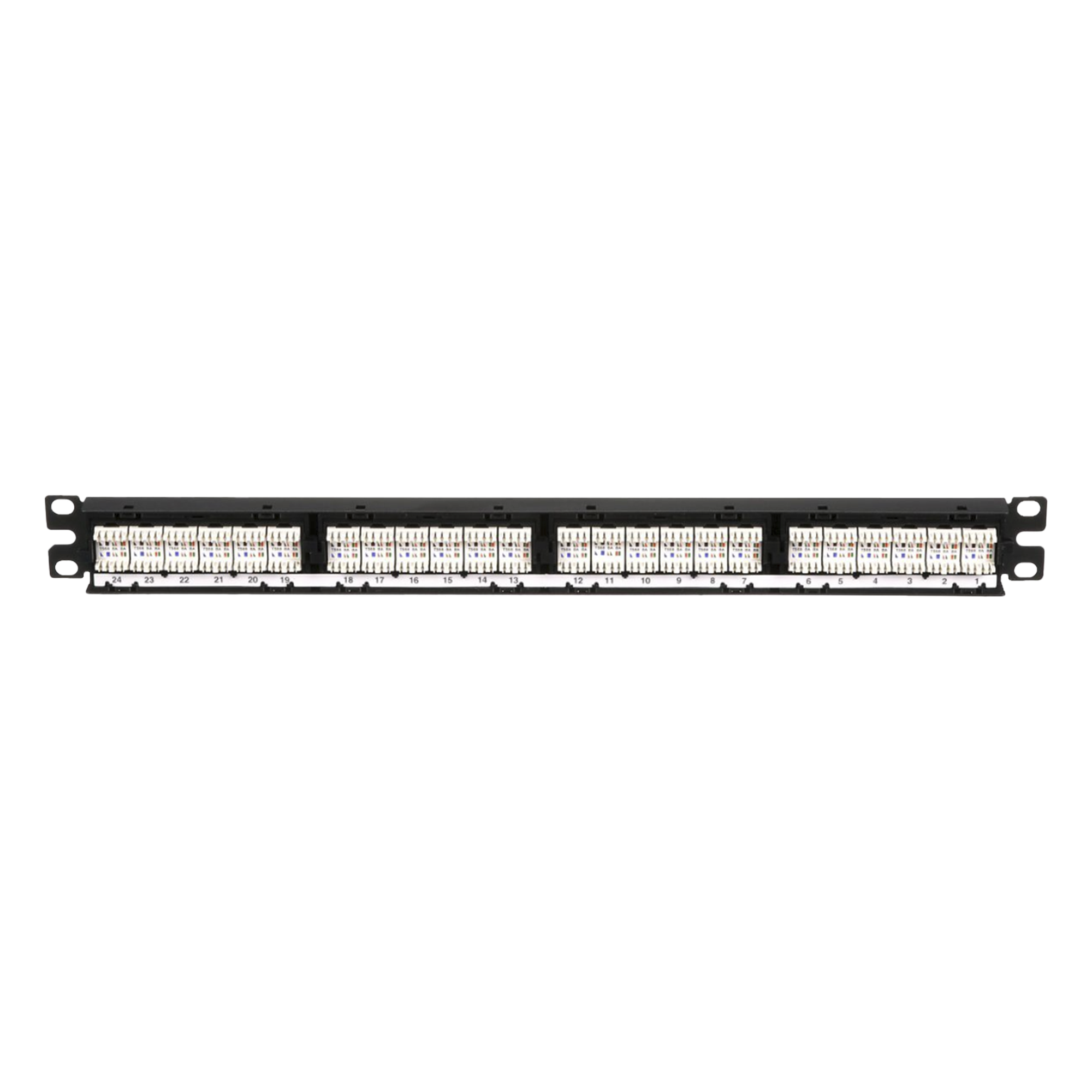 Panel de Parcheo de Impacto / Categoría 5e / 24 Puertos / 1UR / 19 Pulgadas / PoE 100W / T568A/B