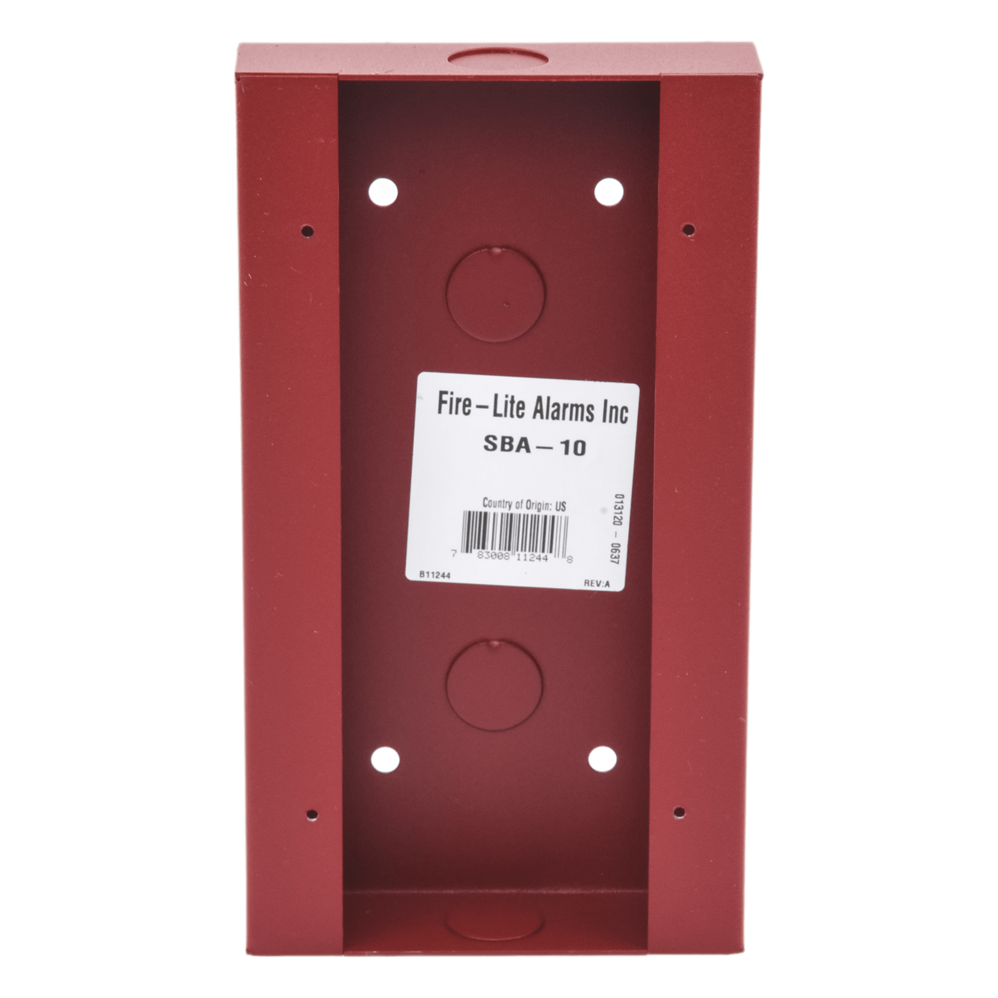 Caja de montaje superficial para estación de liberación de agente, compatible con BG-12LR, BG-12LRA y NBG-12LRA — FIRE-LITE · SKU SBA-10