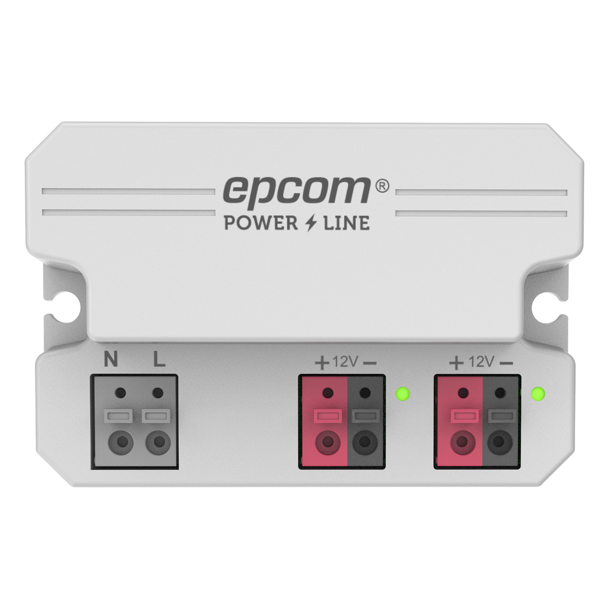Fuente de alimentación / 12 Vcc / 2 Amperes / Terminales de entrada para Vca en 2 pines / 2 salidas para Vcc en 2 pines — EPCOM POWERLINE · SKU PL0012