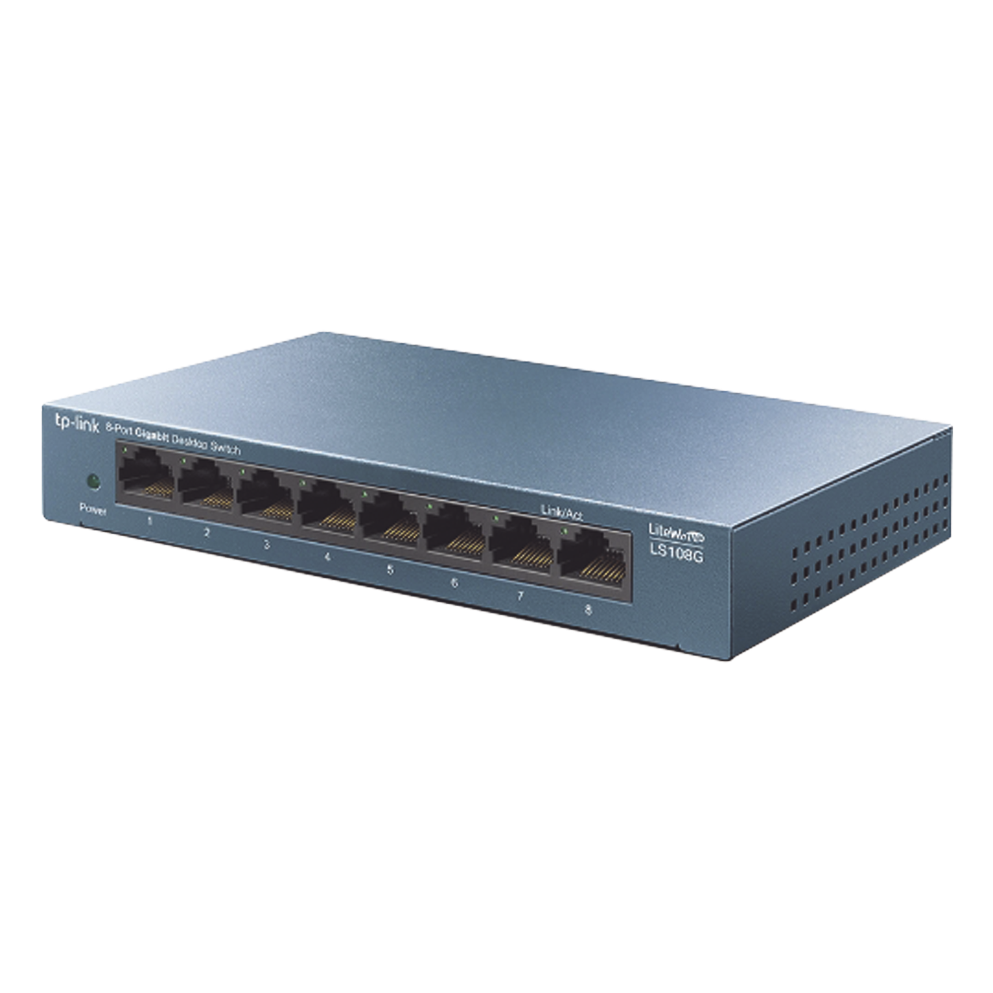 Switch de escritorio Gigabit de 8 puertos 10/100/1000Mbps, carcasa metálica — TP-LINK · SKU LS108G