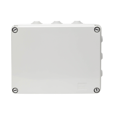 Caja Estanca de PVC Para Derivación y Conexión, 12 Entradas, Tapa Atornillada, 240x190x90 mm (Área interna), Uso Exterior IP55, Material que no Propaga el Fuego y Libre de Hálogenos