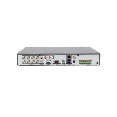 DVR 8 Canales TURBOHD + 8 Canales IP / 8 Megapixel (4K) / Audio por Coaxitron / ACUSENSE / Reconocimiento Facial / 1 Bahía de Disco Duro / Alarmas I/O / Salida de Video en 4K / H.265+