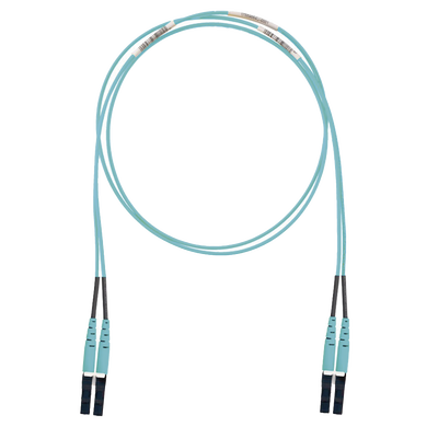 Jumper de Fibra Optica Multimodo 50/125 OM3, LC-LC Duplex, LSZH (Cero Halógenos), Color Aqua, 2 Metros (6.56 Pies)