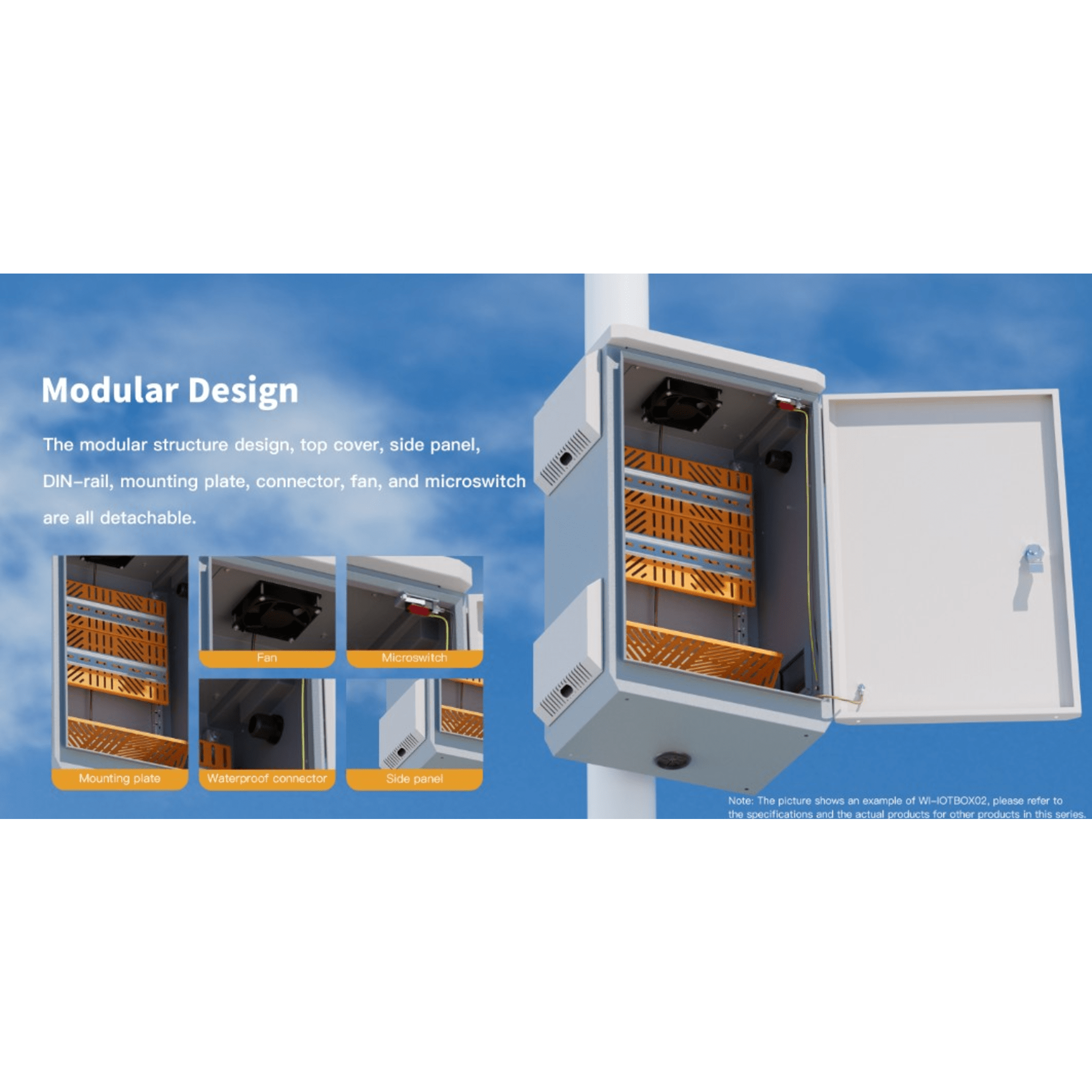 Gabinete de Acero Ventilado para Exterior 180 x 340 x 160 mm con Rieles DIN y 4 Placas Laterales para Montaje de Equipos por Fuera
