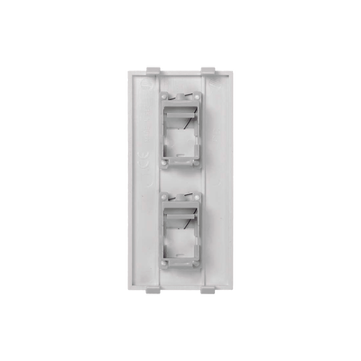 Placa Plana de Voz y Datos con Guardapolvo para 2 RJ45 / Color Blanco / 2 Puertos para Jacks Keystone / Compatible con Cajas de Pavimento SM-CPAV-2 y SM-CPAV-4 / Modelo S76B/9