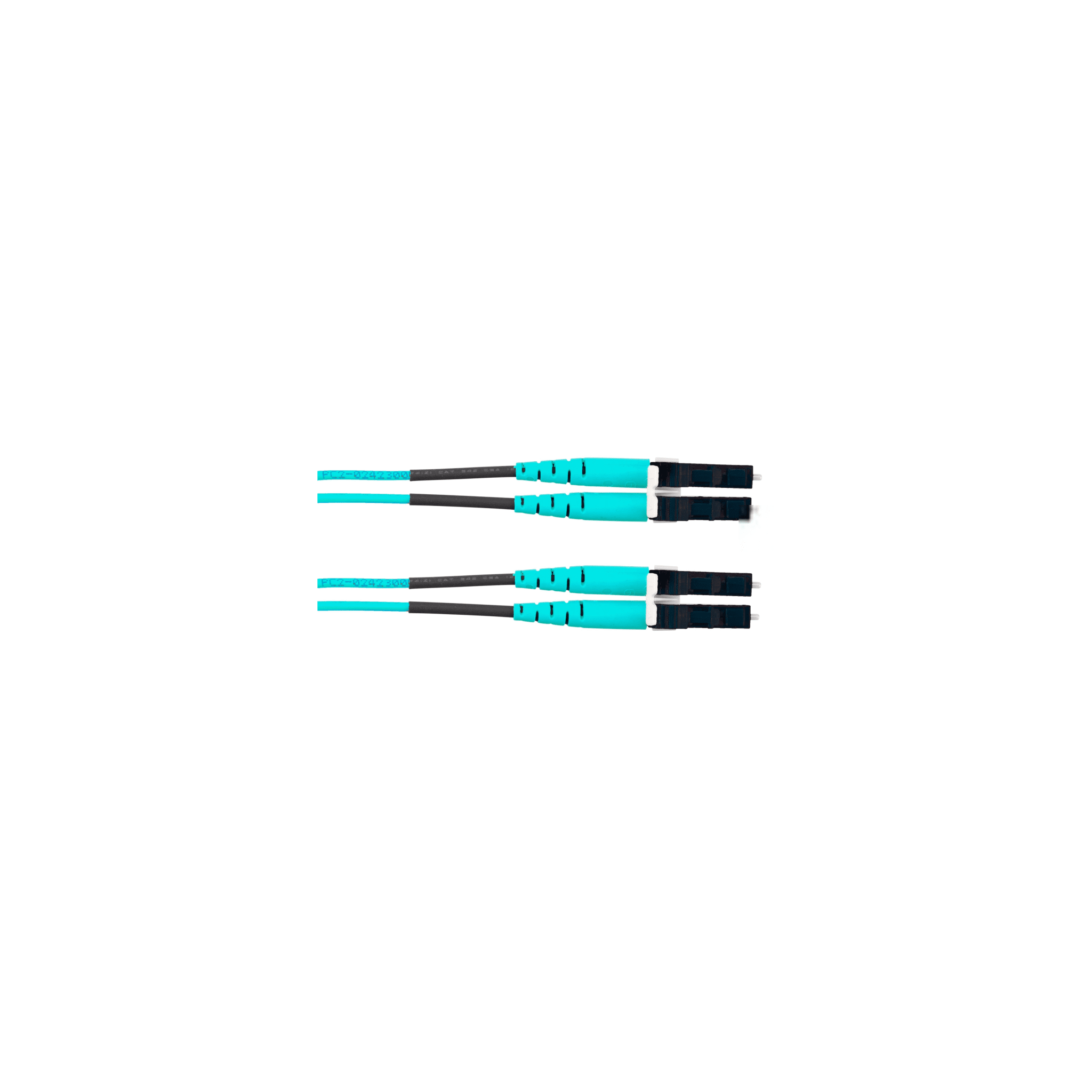 Jumper de Fibra Óptica Multimodo 50/125 OM4, LC-LC Duplex, OFNR (Riser), Color Aqua, 18 Metros (59.06 Pies)