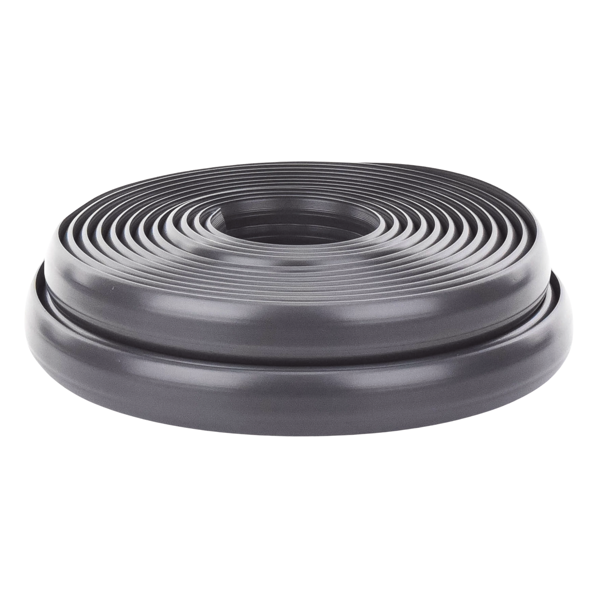 Canaleta flexible negra de PVC auto extinguible, para instalaciones eléctricas en piso ó zóclo (Rollo de 25mts.) (9300-05040)