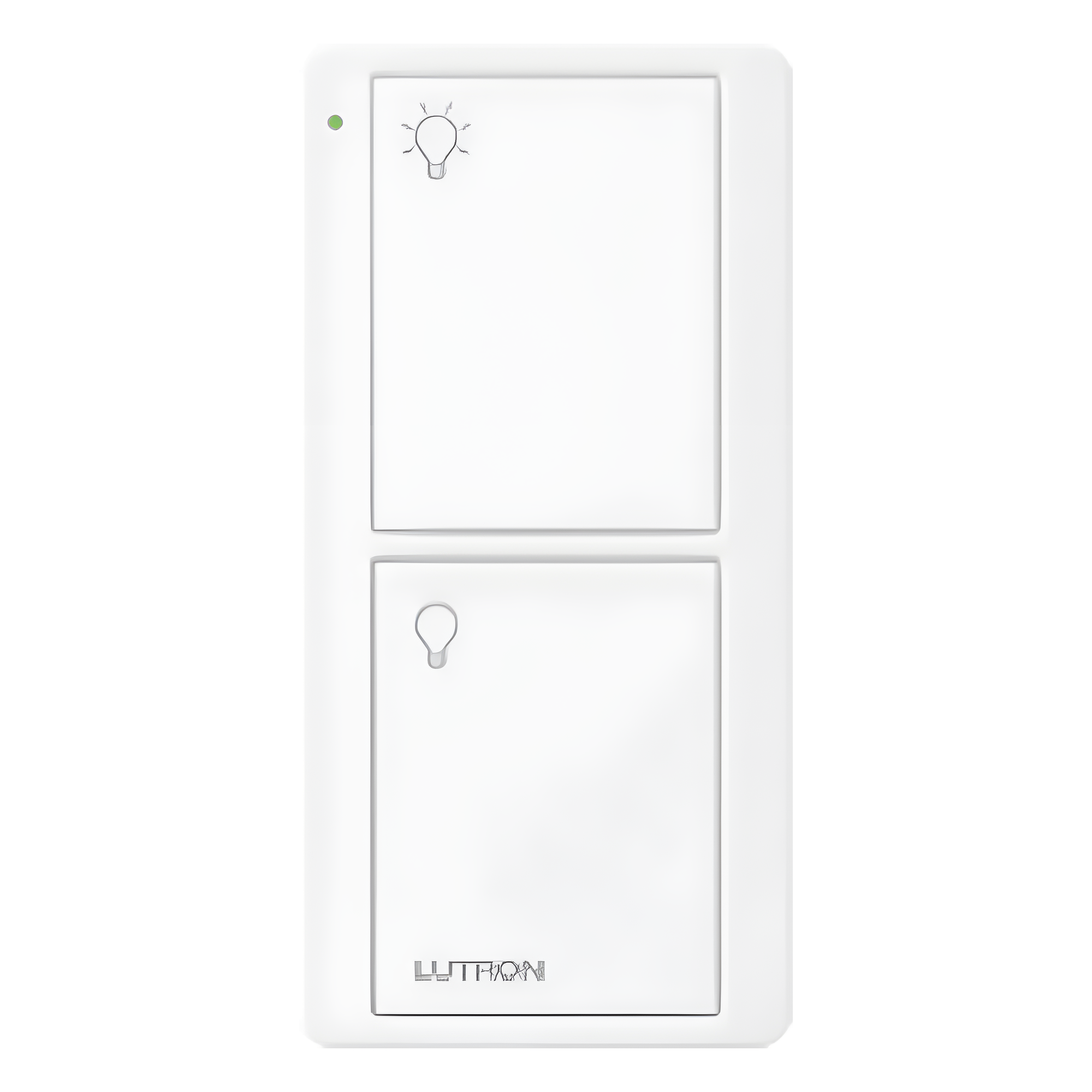Control remoto inalámbrico Pico de 2 botones para encender y apagar luces, usable como control de mano o de pared, compatible con Caseta Wireless, RadioRA 2 y HomeWorks QS — LUTRON ELECTRONICS · SKU PJ22BGWHL01