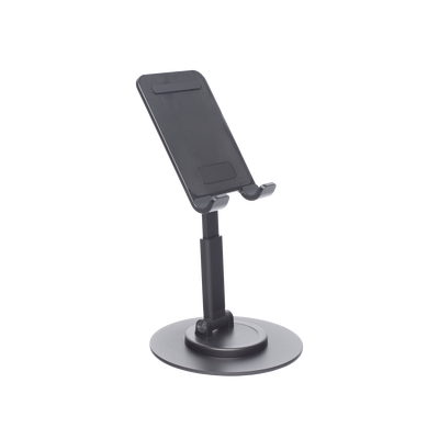 Soporte para Teléfono Celular Giratorio | 360° de Rotación | Angulo Ajustable | Altura Ajustable 17-20cm | Antideslizante | Ejes Giratorios de Alta Precisión| Plegable | Aluminio | Color Gris