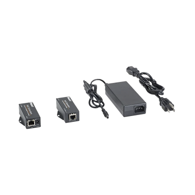 Kit de Extensor PoE/PoE+, Hasta 610 Metros (2000 ft) con Cable Cat5e o Cat6, 10/100Mbps, Incluye Transmisor, Receptor y Fuente de Alimentación 
