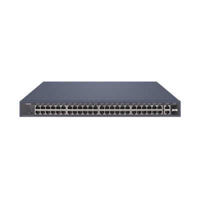 Switch PoE+ / Administrable / 48 Puertos 1000 Mbps PoE+ / 2 Puertos 1000 Mbps Uplink / 2 Puertos SFP / 470 Watts — HIKVISION · SKU DS-3E1552P-SI