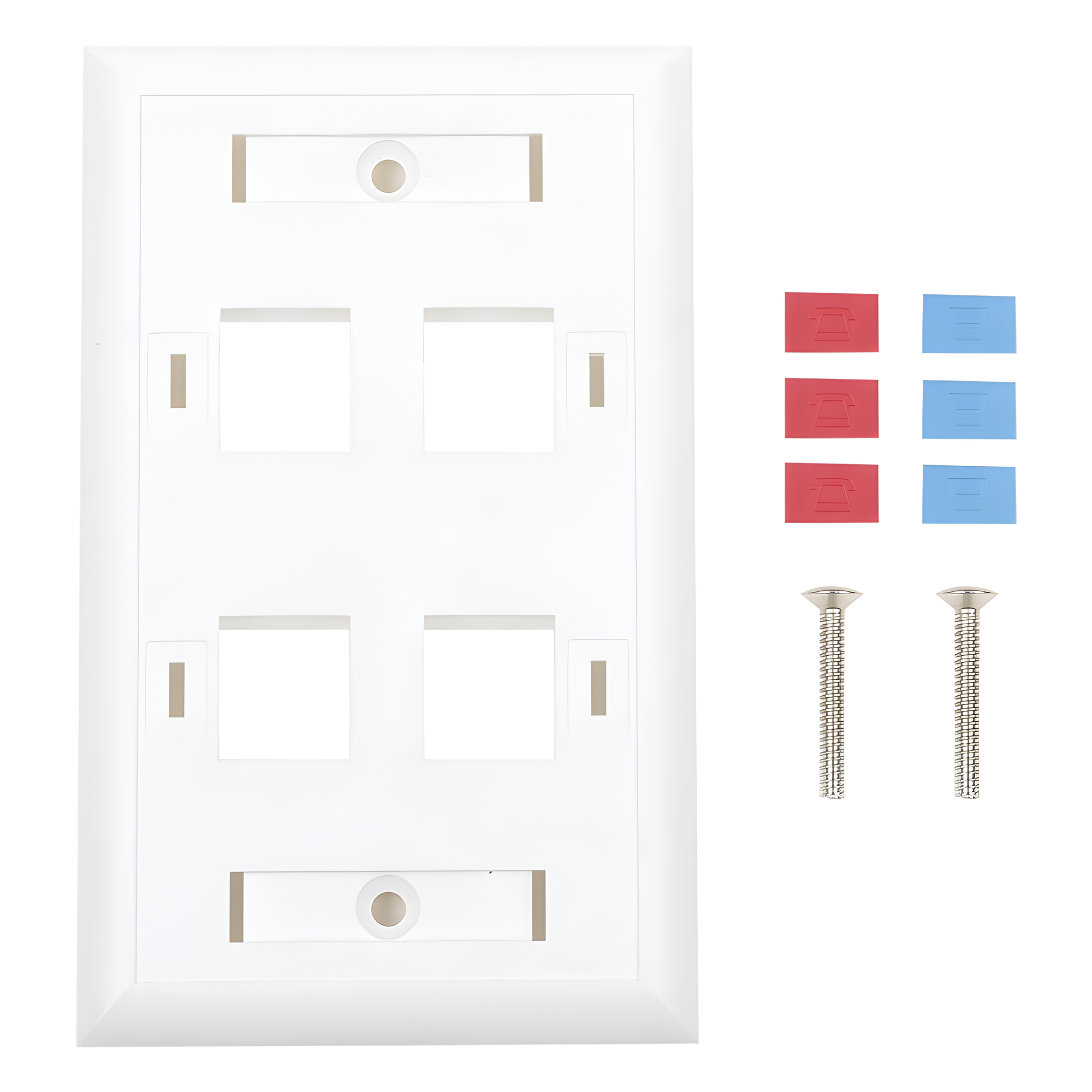Placa de Pared de 4 Puertos, Keystone, con Espacio para Etiqueta, Color Blanco — LINKEDPRO BY EPCOM · SKU LP-FP-24