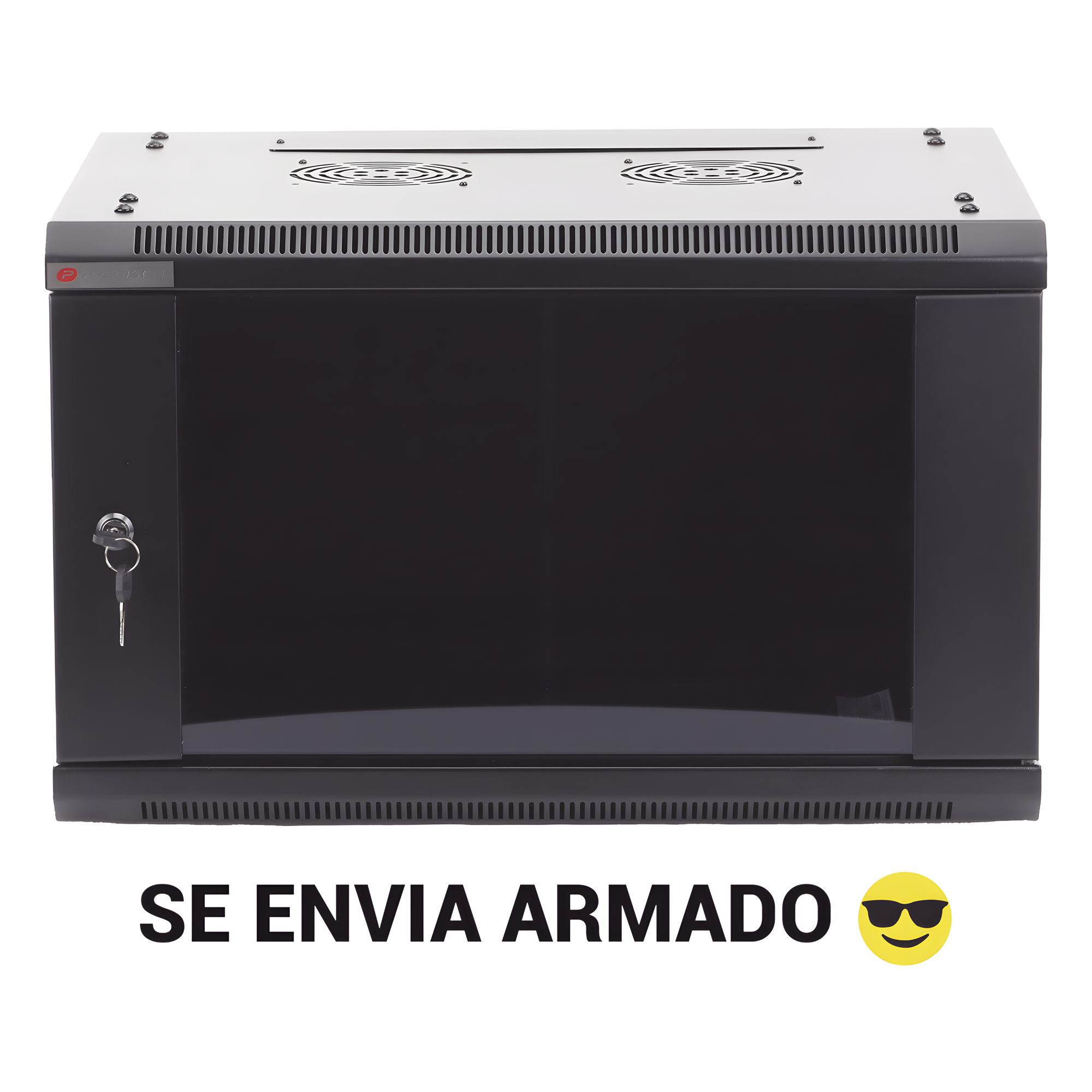 Gabinete PRECISION, Con Puerta de Cristal Templado, de 19in, 6UR, 450mm de Profundidad, Color Negro · SKU PSTC-06-645-BDG