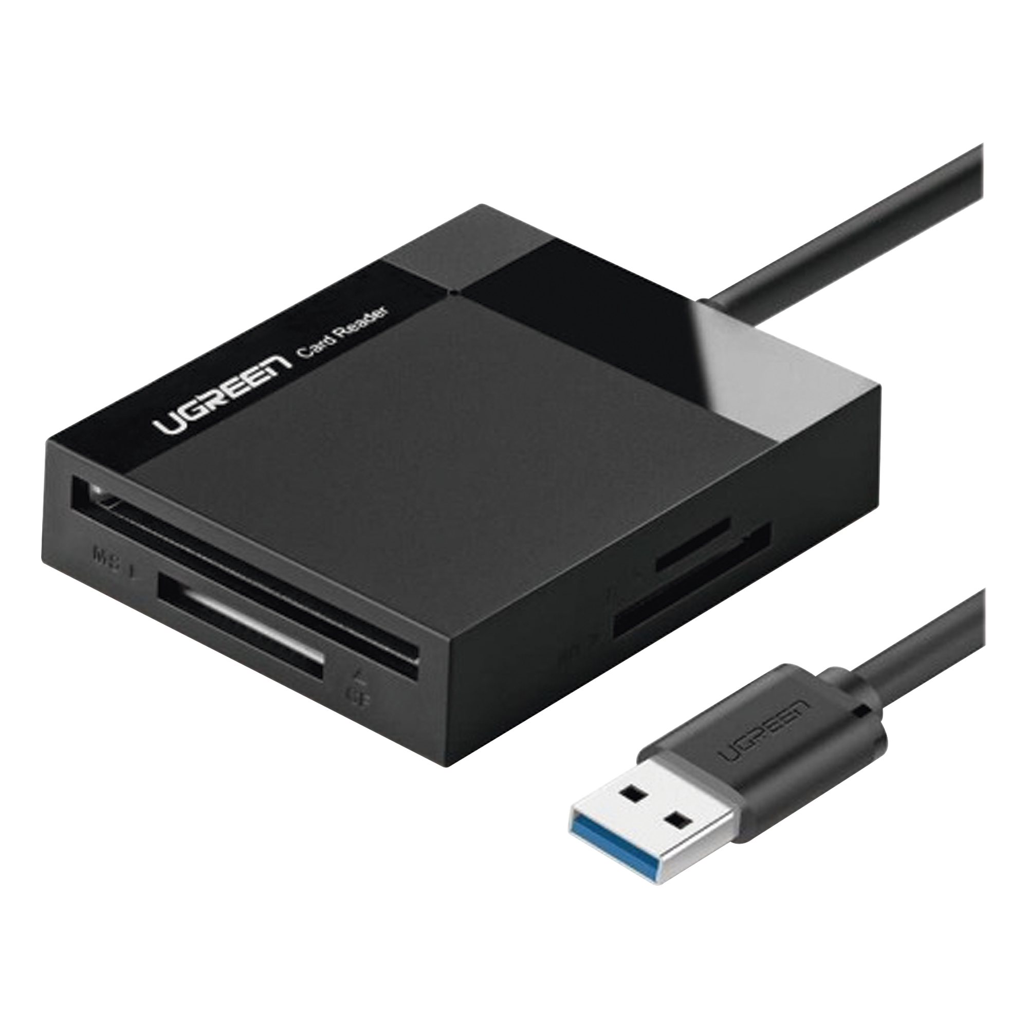 Lector de Tarjetas USB-A 3.0 a CompactFlash (CF)/ MemoryStick (MS)/ TransFlash (TF)/ SecureDigital (SD) | 4 en 1 | 5Gbps | Hasta 2TB | Soporta Windows/Mac OS/Linux/Android | Lectura de tarjetas simultánea | Cable de 15cm. — UGREEN · SKU 30333