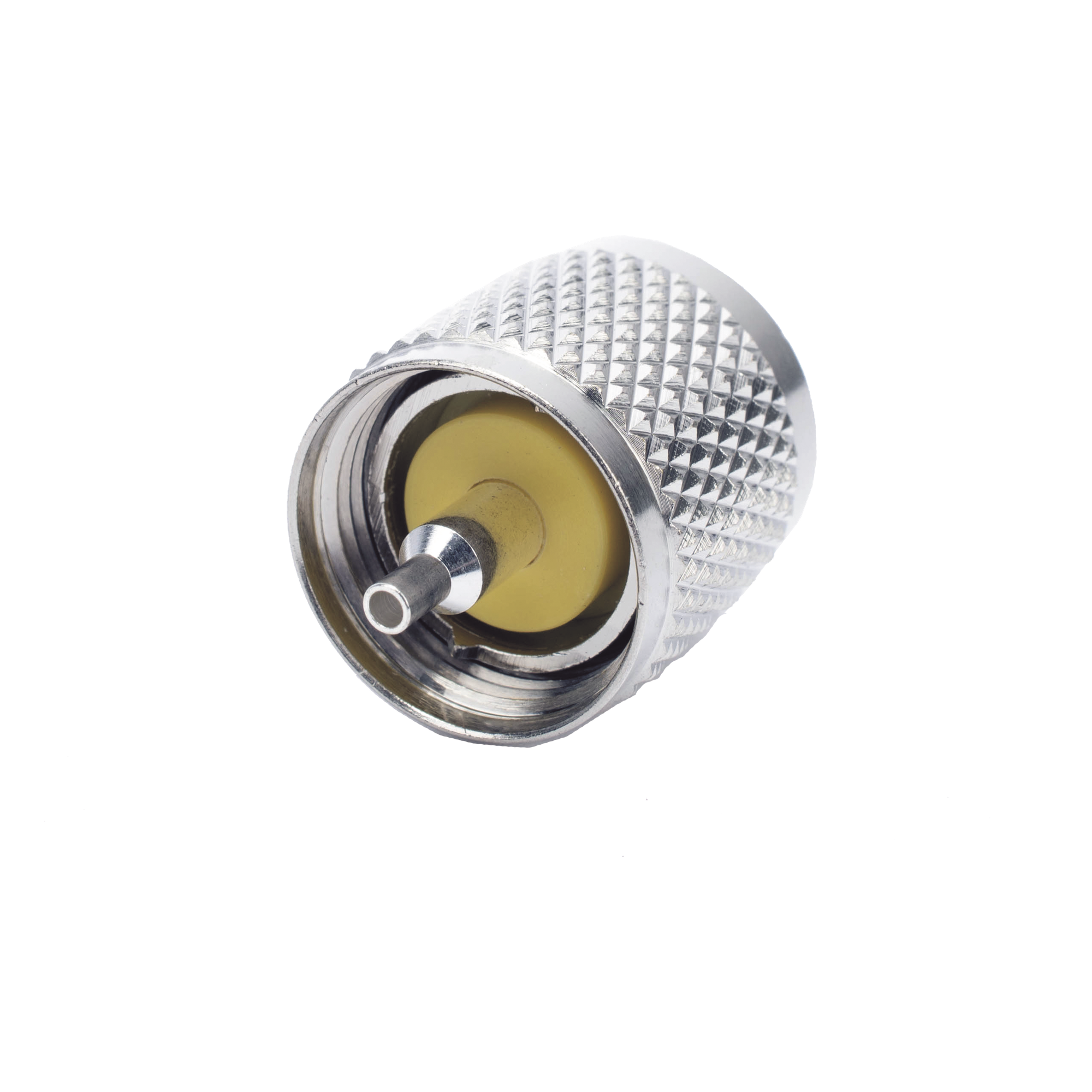 Conector UHF Macho (PL-259) de Anillo Plegable para Cable Coaxial RG-8/X, 9258, LMR-240, Níquel/ Plata/ Baquelita. — RF INDUSTRIES,LTD · SKU RFU-508-X
