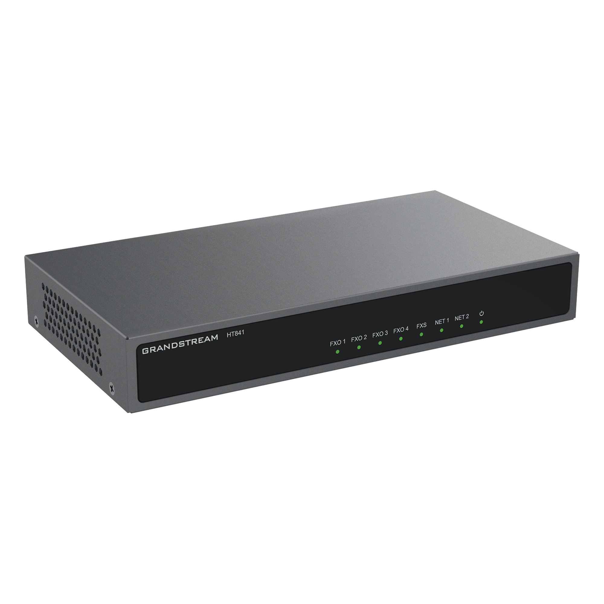 Gateway VoIP / 4 Puertos FXO / 1 Puerto FXS / 3 Perfiles SIP / PoE / NAT / Fax T.38 / Conferencia 3 Vías / Cifrado AES / Failover SIP — GRANDSTREAM · SKU HT-841
