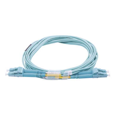 Jumper de Fibra Óptica Multimodo OM4 50/125 LC-LC OFNR (Riser), 2.0 mm, Dúplex, Aqua, 3 Metros (9.84 Pies)