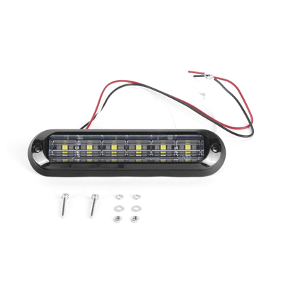 Luz Auxiliar Ultra Brillante IP67 de 6 LEDs, Color Rojo/Azul, con mica transparente y bisel negro