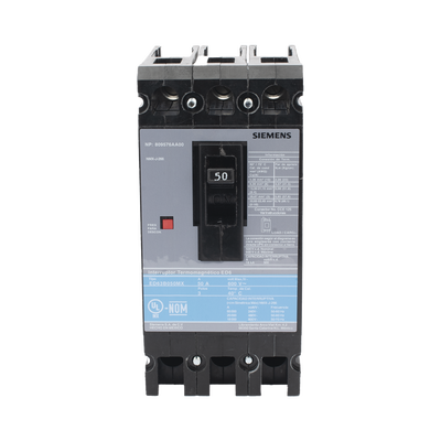 Interruptor Termomagnético ED6 600V 3X50A, Sin zapatas principales.