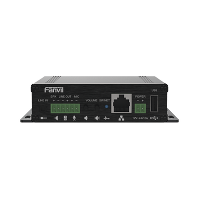 Gateway para Voceo IP/SIP, Entrada de audio (3.5mm), salida de amplificador integrado de hasta 30W, puerto USB (reproducción de MP3),