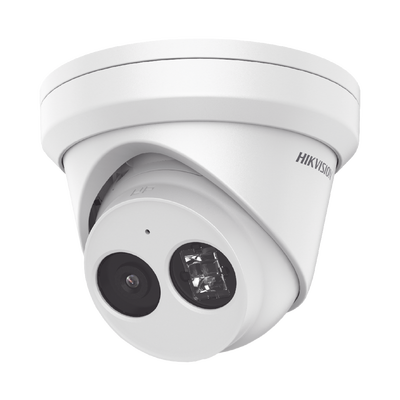 Turret IP 4 Megapixel / Lente 2.8 mm / 30 mts IR EXIR / Exterior IP67 / WDR 120 dB / PoE / ACUSENSE (Evita Falsas Alarmas) / Micrófono Integrado / Metal  / MicroSD / ONVIF / ACUSEARCH — HIKVISION · SKU DS-2CD2343G2-I(U)