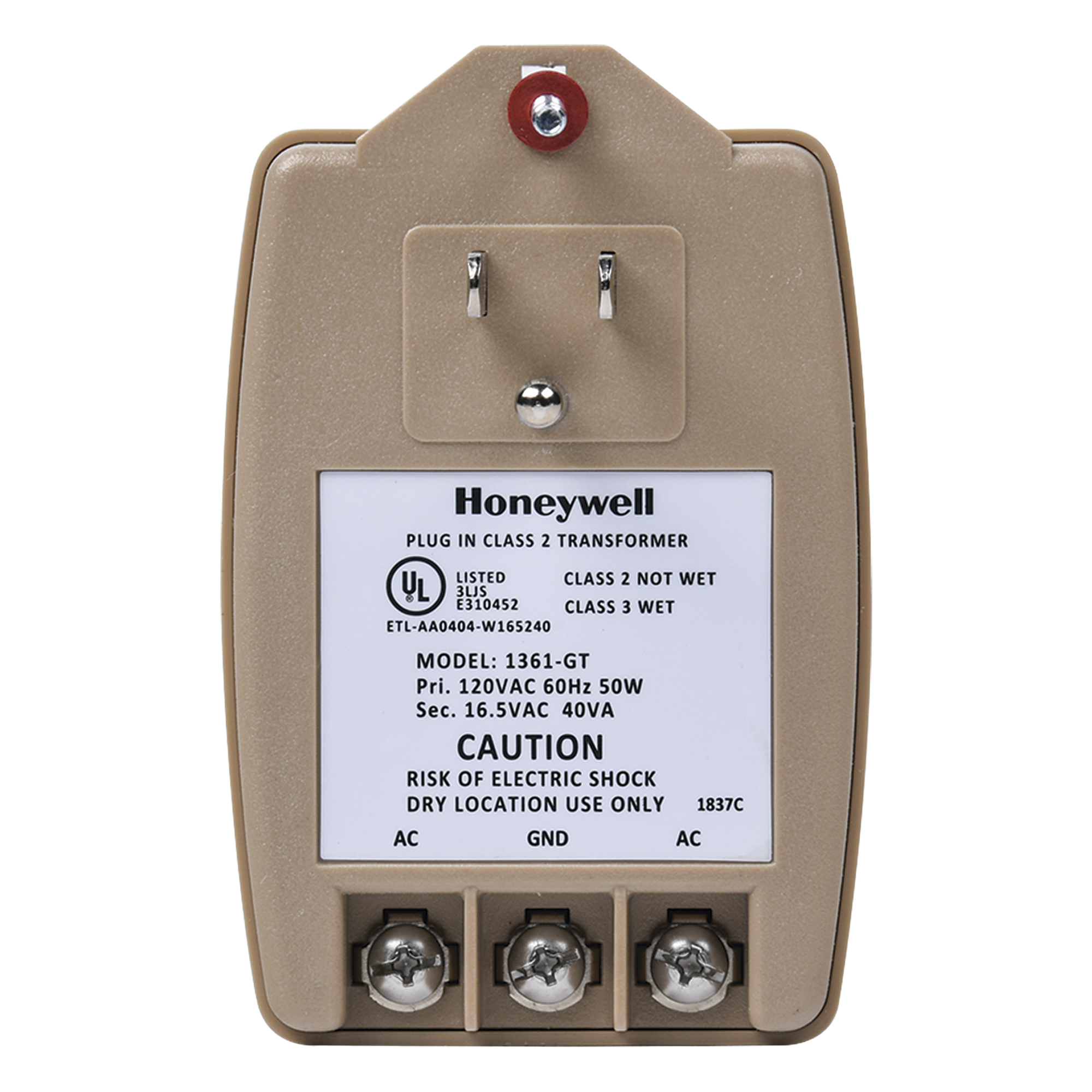 Transformador de 16.5 Vca 40 VA para paneles de alarma y comunicadores de seguridad — HONEYWELL HOME RESIDEO · SKU 1361-GT