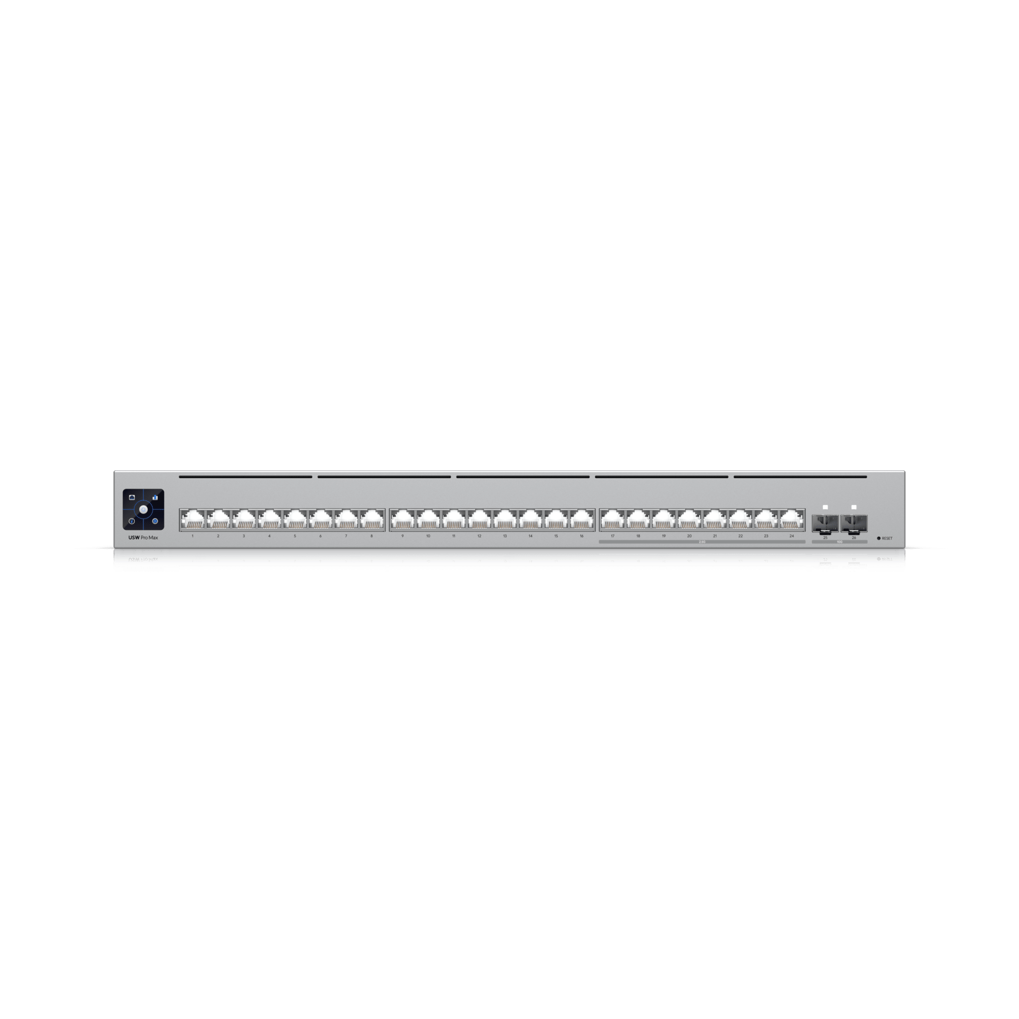 UniFi Switch Pro Max 24 – Switch Capa 3 con 24 Puertos (8 × 2.5 GbE y 16 × 1 GbE), 2 Puertos SFP+ 10G y Pantalla Informativa Integrada
