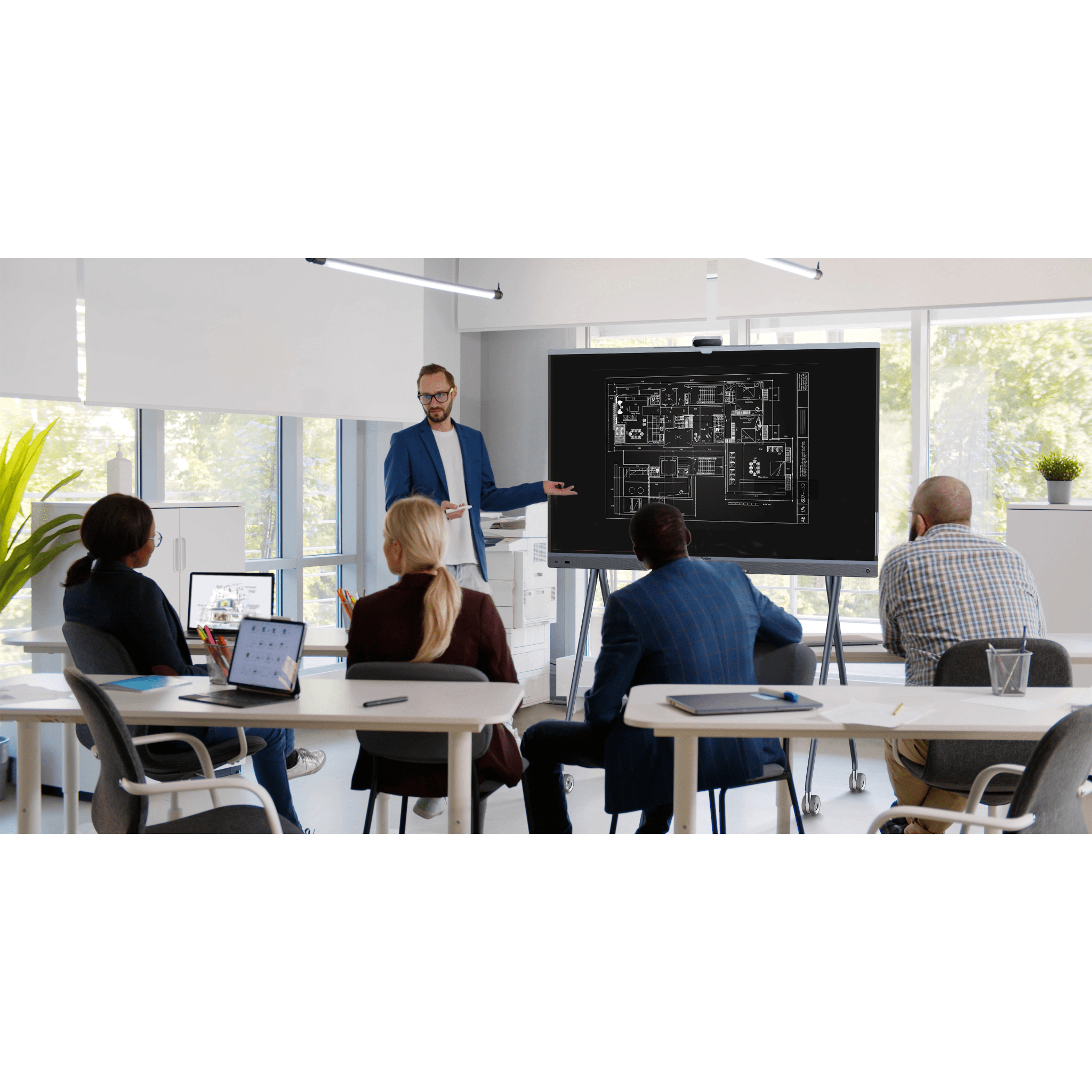 Yealink MeetingBoard 65 Pro, Centro de Colaboración Inteligente con IA, 4K UHD, Android 13, Micrófonos Integrados y Cámara Ultra Gran Angular