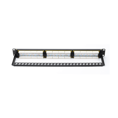 Panel de Parcheo de Impacto (110) UTP de 24 Puertos Cat6A, 19 Pulgadas (48.26 cm), con Barra para Organizar Cables y Espacio para Etiqueta
