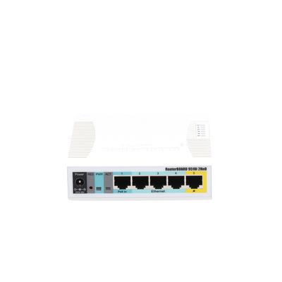RouterBoard, 5 Puertos Fast, 1 Puerto USB, WiFi 2.4 GHz 802.11 b/g/n, Gran Cobertura con Antena 2.5 dbi, hasta 1 Watt de Potencia