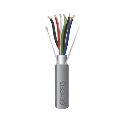 Bobina de 305 Metros (1000 Pies) de Cable / 6 x 22 AWG Blindado / Riser / Color Gris / Para Aplicaciones de Audio, Seguridad y Control