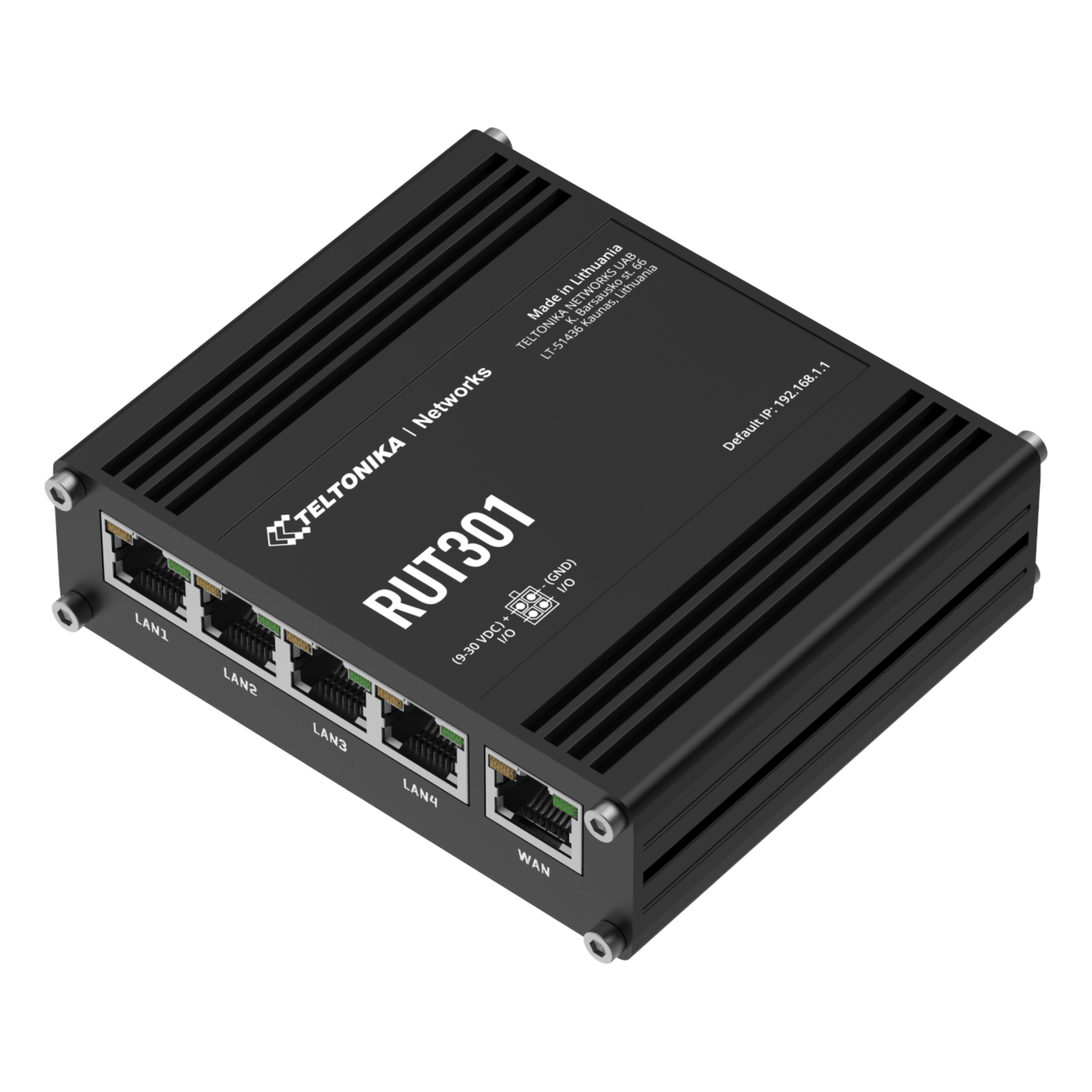 Router Industrial con 5 Puertos Ethernet / RutOS Seguro y Avanzado / Firewall y VPN Integrados / I/O Digital / Administración Remota RMS — TELTONIKA · SKU RUT301