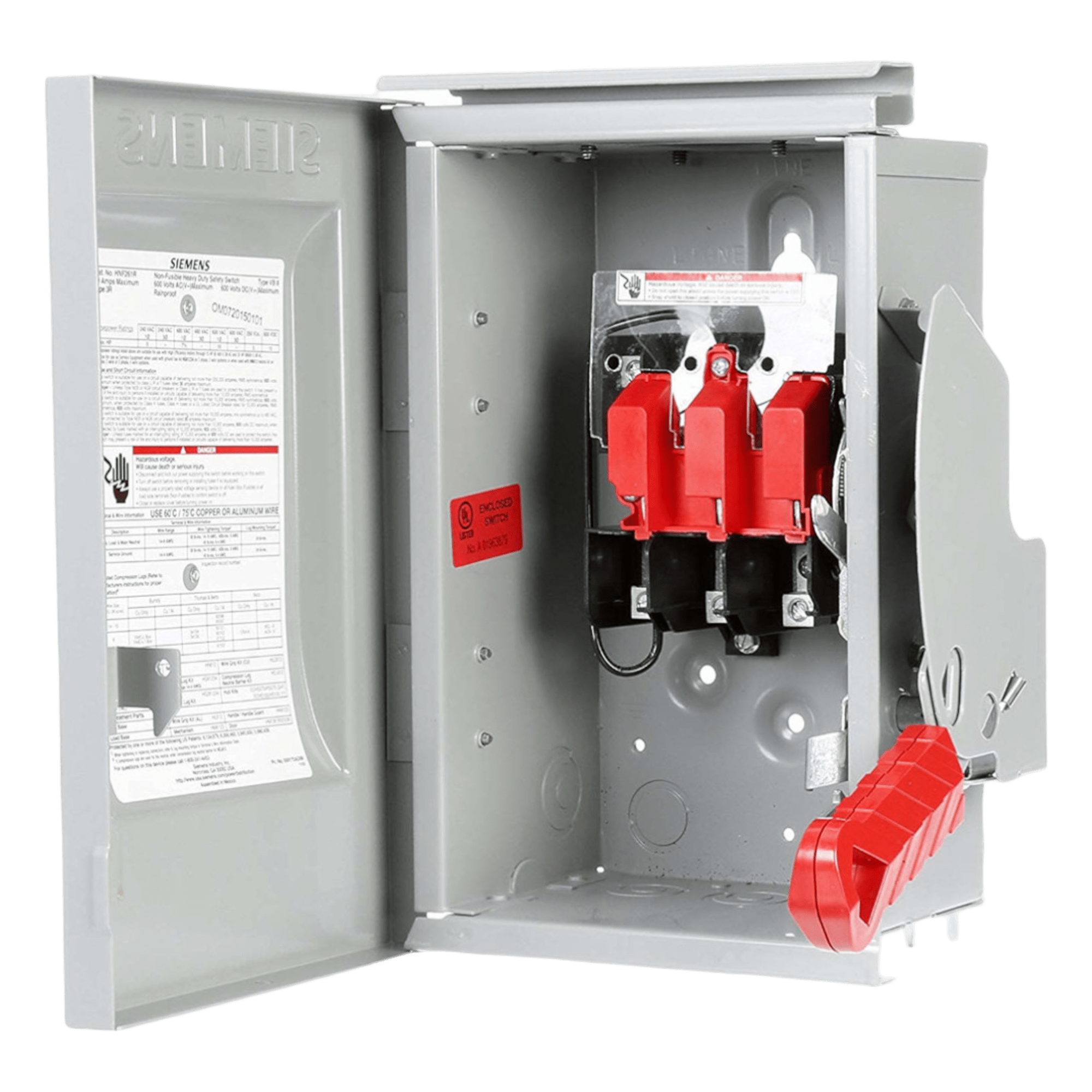 Interruptor de Seguridad HNF364R, 600Vca, 3 polos, 200 Amp, sin portafusibles, Nema 3R. — SIEMENS · SKU HNF364R