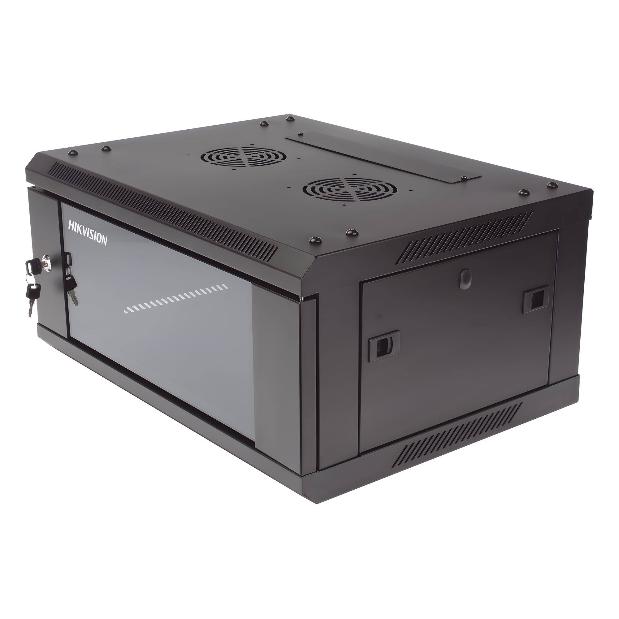 Gabinete para Montaje en Pared - Piso / Puerta de Cristal Templado / Cuerpo Fijo / 4 Unidades de Rack / 19" / Fabricado en Acero — HIKVISION · SKU DS-XS6404-S/B