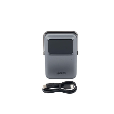 Power Bank Serie UNO Inalambrico | 10000mAh | 7.5W/20W  |  Con Emojis de Estado | Carga Rápida USB-C Bidireccional  | Pantalla TFT  Inteligente | Con Holder | Color Grey.