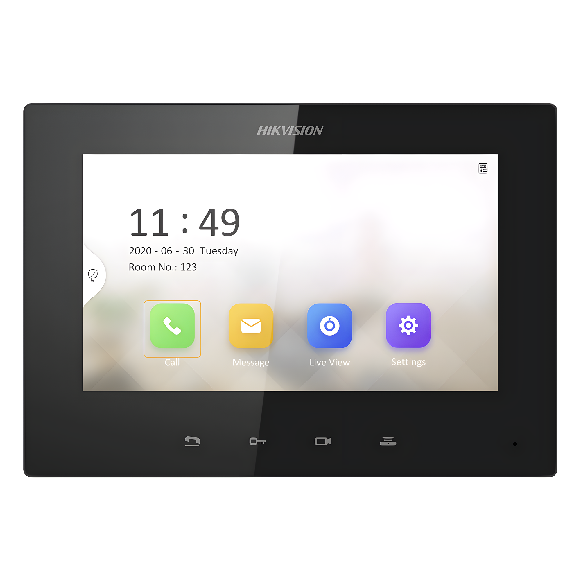 Monitor IP Lite TOUCH 7" para Videoportero IP / Vídeo en Vivo / PoE Estándar / Apertura Remota / Llamada Entre Monitores / Audio de dos vías — HIKVISION · SKU DS-KH6320-LE1(B)