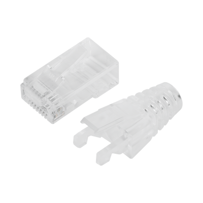 Bote con 50 Plugs Pass Through RJ45 Cat6 sin Blindaje, con Alivio de Tensión Incluido, Chapado de Oro a 30 Micras para Durabilidad Extrema