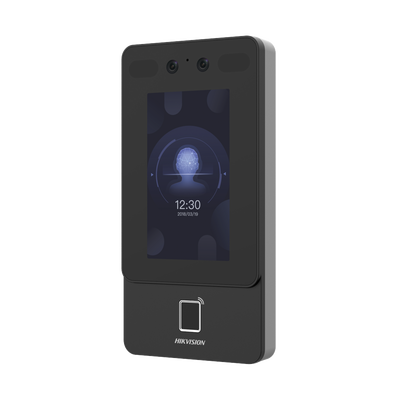 Terminal Min Moe PoE & WiFi de Reconocimiento Facial y Huella con Lector PROX EM / Exterior IP65 / Hasta 1.5 mts en Lectura de Rostro / Soporta P2P / 1,500 Rostros / 3,000 Huellas / Salida 12 Vcd para Chapa / PoE / SIP Estandar / HIK-IA