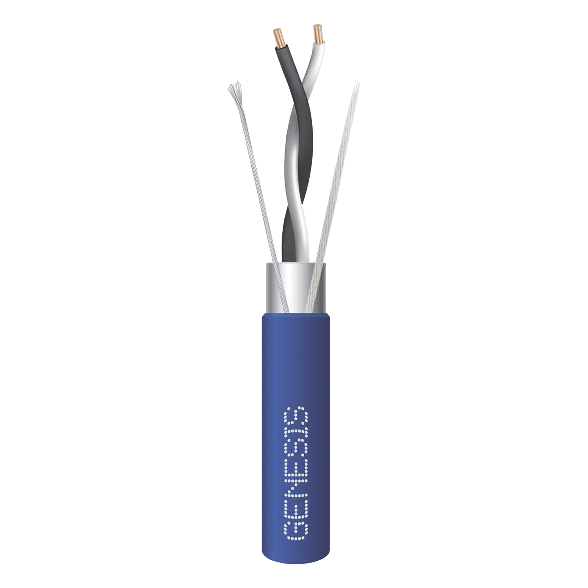 Bobina de 305 Metros (1000 Pies) / Cable 2 x 22 AWG / Color Azul / Blindado / Plenum / Trenzado para Aplicaciones de Transmisión de Datos a Alta Velocidad para Automatización, EIA-485, BACnet y Otros Sistemas de Comunicación — GENESIS · SKU 3320-2106