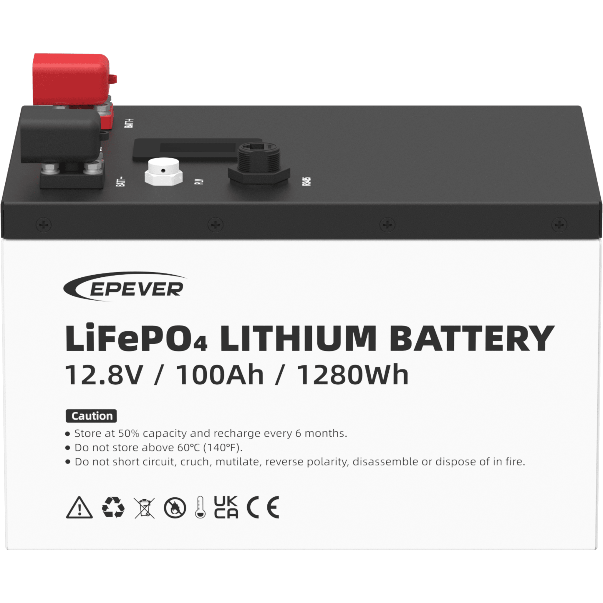 Batería de Litio LiFePO4 12.8Vcc, 100Ah, 1.28KwH, Pantalla LCD para Monitoreo Local, Carcasa Metálica