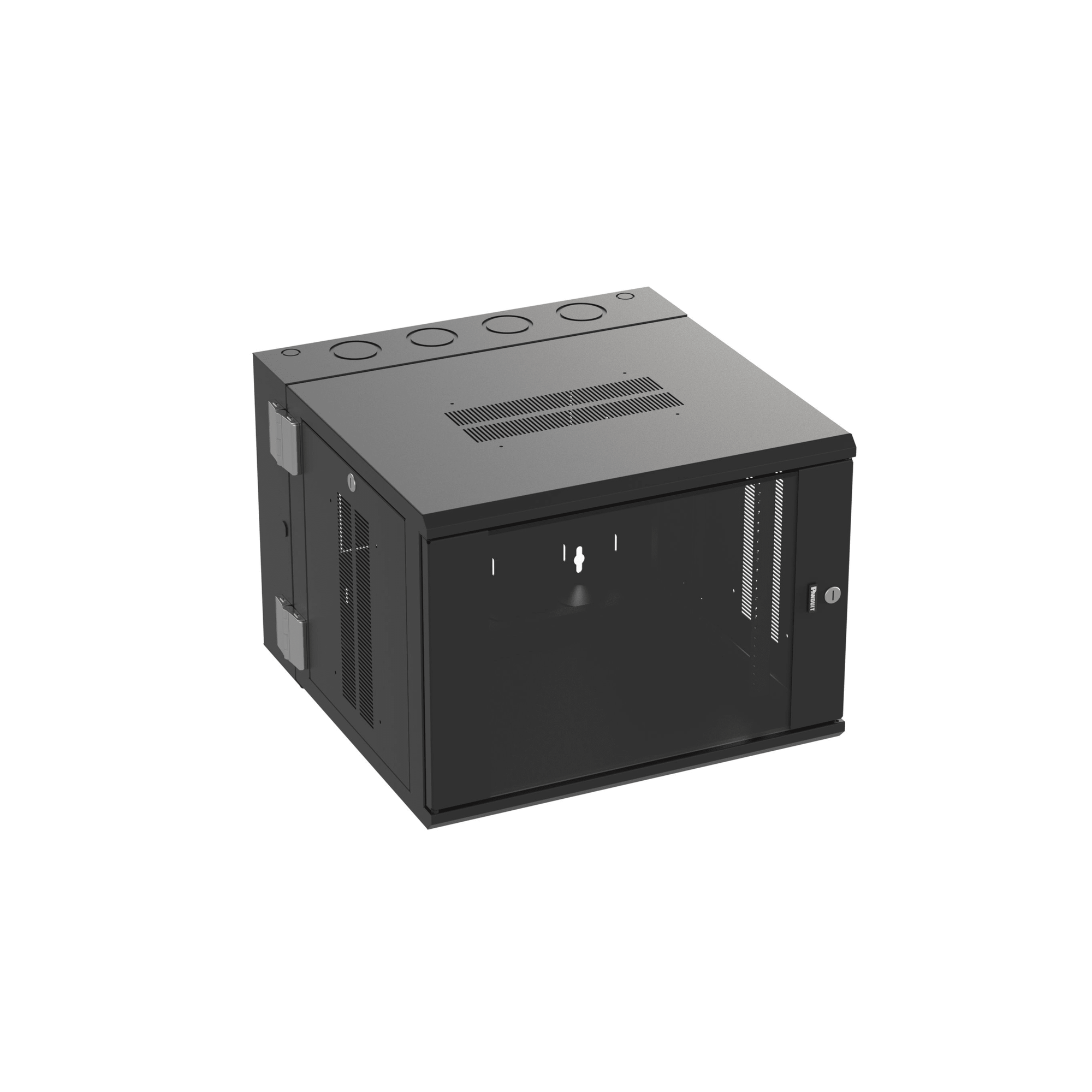 Gabinete PanZone de Montaje en Pared, de 19in, Puerta con Ventana de Seguridad, 9 UR, 635mm de Profundidad, Color Negro — PANDUIT · SKU PZWMC9W