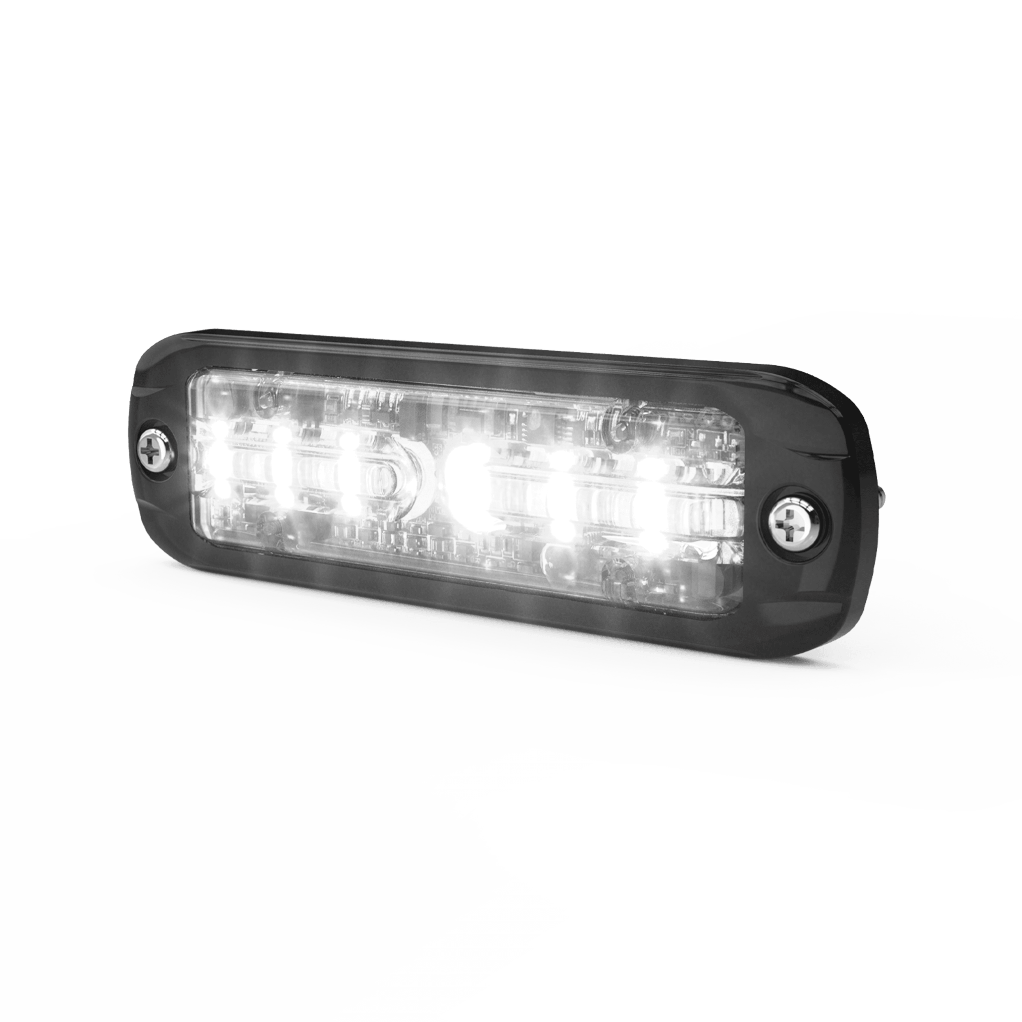 Luz Auxiliar de 18 LEDS, Tricolor Rojo/Azul/Blanco, Lente transparente, Bisel Negro