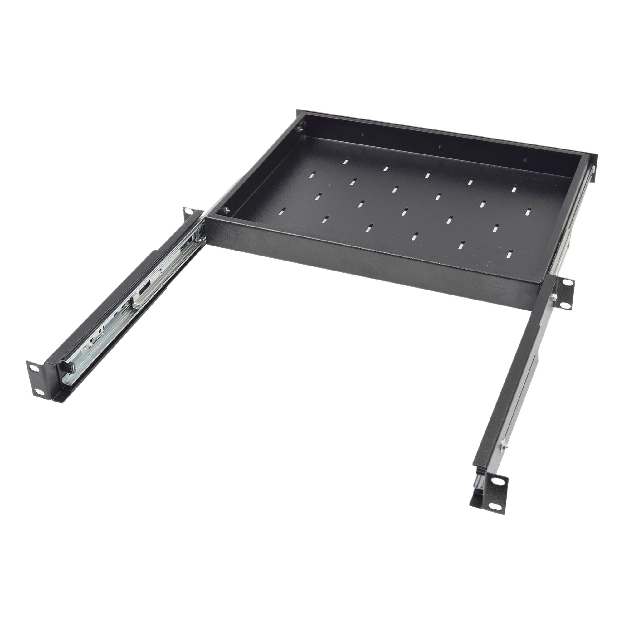 Charola Deslizable para Rack / 1U / 30.5 cm (12 in) de Profundidad / Carga 9 kg / Acero con Pintura en Polvo / Compatible 2 y 4 Postes — LINKEDPRO BY EPCOM · SKU SCH-19X12A
