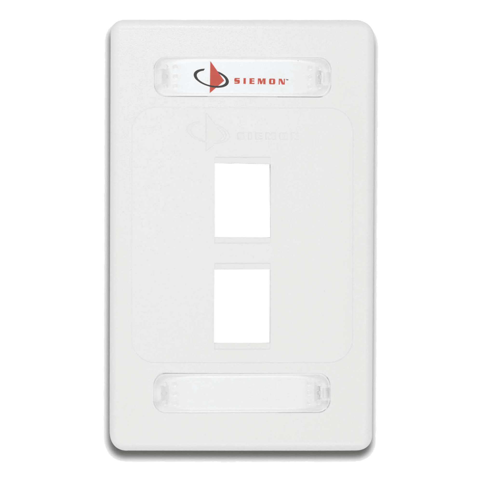 Placa de Pared Modular 10G MAX de 2 Salidas, Color Blanco — SIEMON · SKU 10GMX-FPS02-02