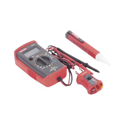KIT Básico 3 en 1 con Multímetro Digital + Detector de Tensión sin Contacto + Comprobador de Fase GFCI